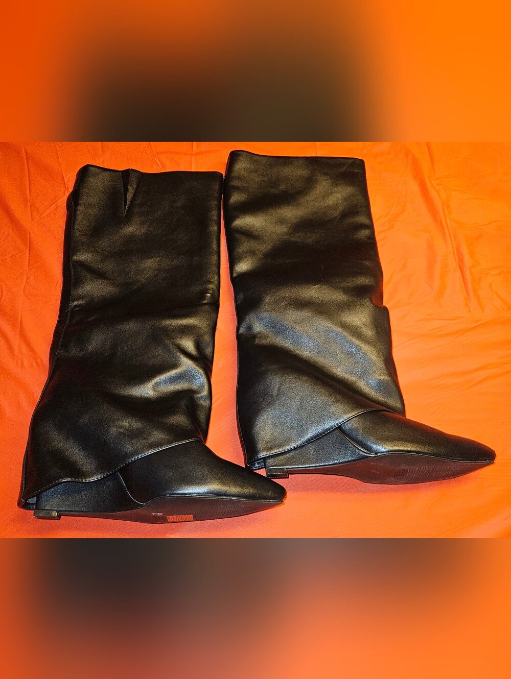 Azalea Wang Black Knee-High Wedge Boots sz11W E.U.C.